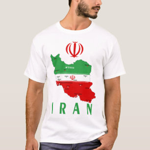 T-shirt Carte de l'Iran avec drapeau et emblème