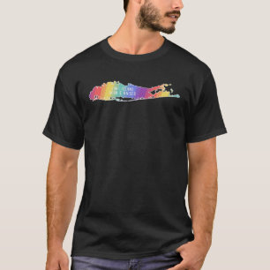 T-shirt Carte de Long Island Né et élevé LBGQT amical