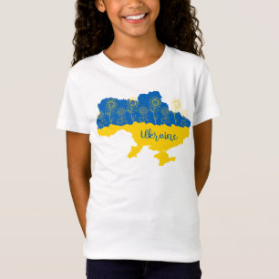 T-Shirt Carte de l'Ukraine avec tournesol et drapeau ukrai