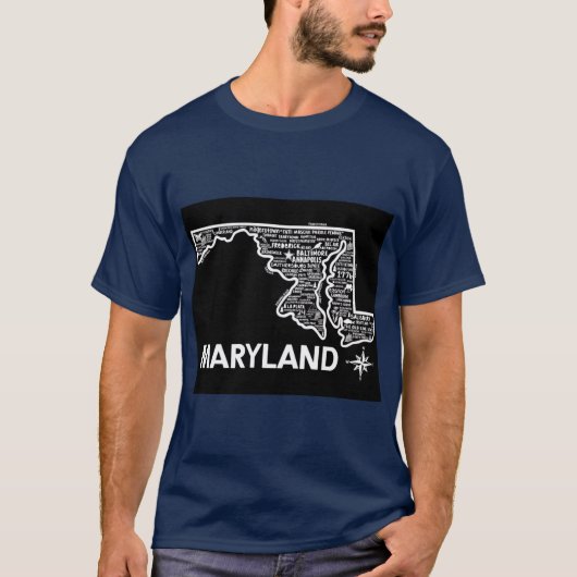 T-shirt Carte de Maryland géante (Devant)