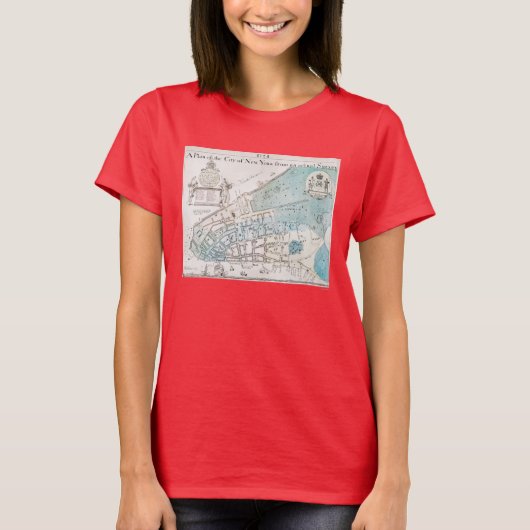 T-shirt Carte de New York, 1728 (Devant)