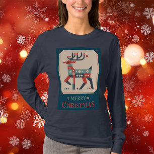 T-shirt Carte de Noël avec design d'illustration Reindeer