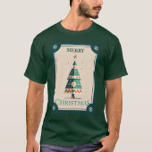 T-shirt Carte de Noël rétro avec design d'arbre géométriqu (Devant)