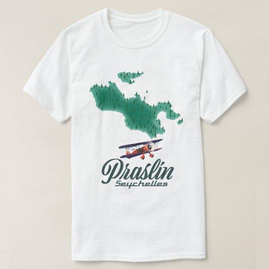 T-shirt Carte de Praslin Seychelles (Design devant)