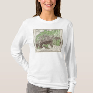 T-shirt Carte de rivière et de montagne de l'Allemagne