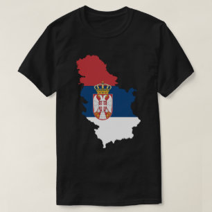 T-shirt Carte de Serbie avec Drapeau