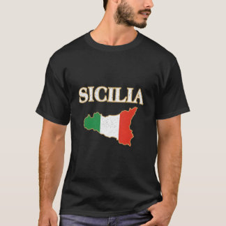 T-shirt Carte de Sicile italienne Sicilia Sicilien
