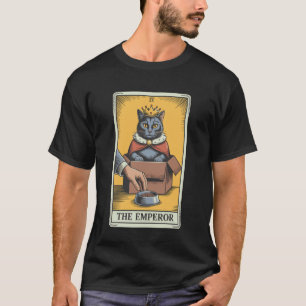 T-shirt Carte de tarot de chat L'Empereur Chat dans une bo