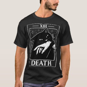T-shirt Carte de tarot de chat noir vintage humour de mort