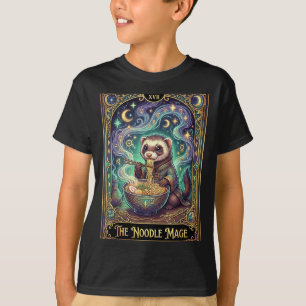 T-shirt Carte de tarot de furet mangeant du ramen japonais