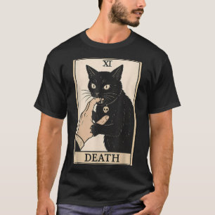 T-shirt Carte de Tarot de la Mort Chat Noir Halloween Sorc
