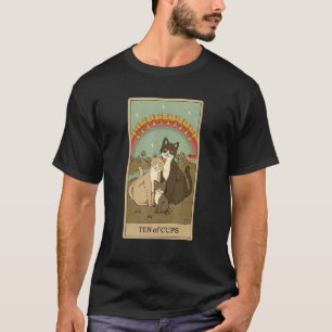 T-shirt Carte de tarot Dix de coupes et chat graphique cos