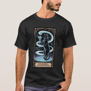 T-shirt Carte de Tarot du Verseau Chat Noir Zodiaque Myst