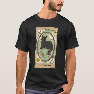 T-shirt Carte de tarot Le Monde Et Chat Graphique Cosmique