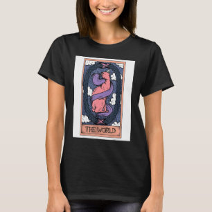 T-shirt Carte de tarot Le Monde et chat Sphynx Graphique