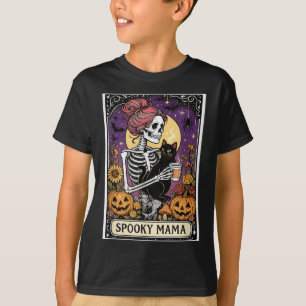 T-shirt Carte de Tarot Spooky Mama pour café crâne d'Hallo