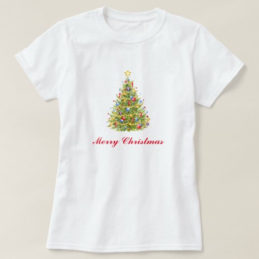 T-shirt Carte de vœux traditionnelle pour arbre de Noël (Design devant)