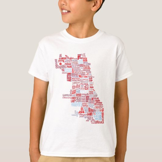 T-shirt Carte de voisinage de Chicago (Devant)