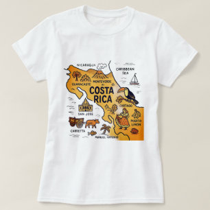 T-shirt Carte de voyage Costa rica vintage
