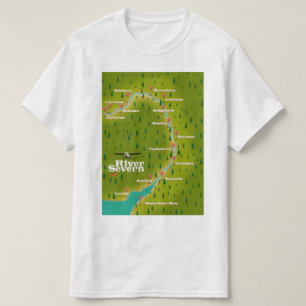 T-shirt Carte de voyage de la rivière Severn au pays de Ga