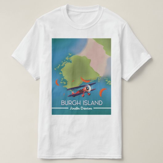 T-shirt Carte de voyage de l'île de Burgh Devon (Design devant)