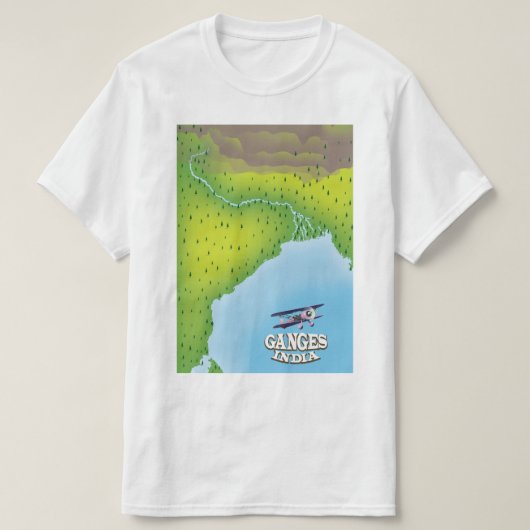 T-shirt Carte de voyage Ganges Inde (Design devant)
