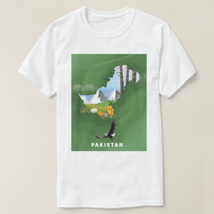 T-shirt Carte de voyage illustrée du Pakistan.