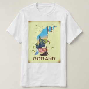 T-shirt Carte de voyage Viking de la mer Baltique de Gotla