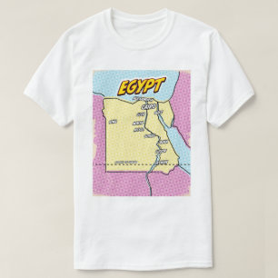 T-shirt Carte d'Égypte illustrée Pop Art