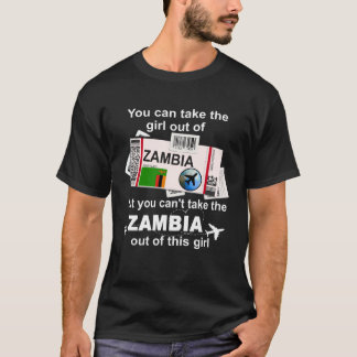 T-shirt Carte d'embarquement Zambie Fille zambienne Zamb