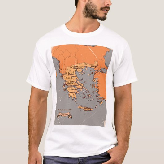T-shirt Carte des anciens comtés de Grèce (Devant)