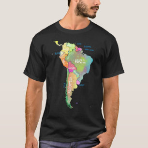 T-shirt Carte Des Aquarelles De L'Amérique Du Sud Brésil A