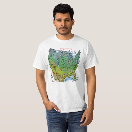 T-shirt Carte des caricatures des USA (Devant entier)