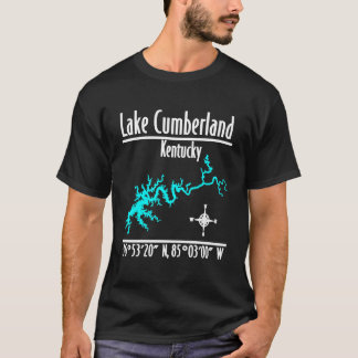 T-shirt Carte des coordonnées du rivage du lac Cumberland 