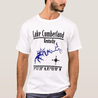 T-shirt Carte des coordonnées du rivage du lac Cumberland 
