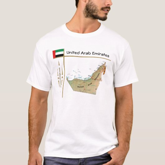 T-shirt Carte des Émirats Arabes Unis + Indicateur + Titre (Devant)