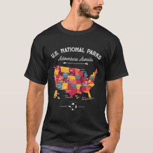 T-shirt Carte des parcs nationaux 59 Us Vintage Camping Ra