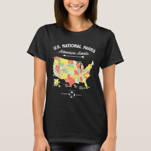 T-shirt Carte des parcs nationaux Camping Femmes Hommes Ra