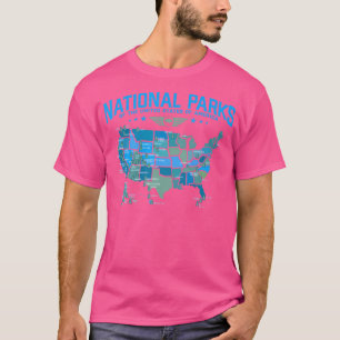 T-shirt Carte des parcs nationaux des États-Unis Camping
