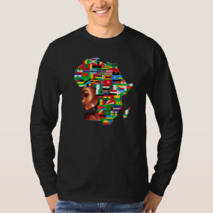 T-shirt Carte Des Pays D'Afrique De La Reine Noire Drapeau