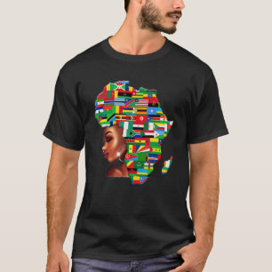 T-shirt Carte Des Pays D'Afrique De La Reine Noire Drapeau