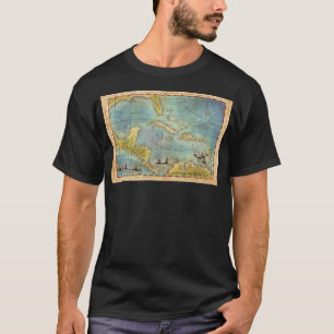 T-shirt Carte des trésors de pirates des Caraïbes 1660