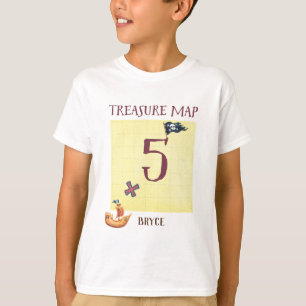 T-shirt Carte des trésors piratés 5 ans avec nom
