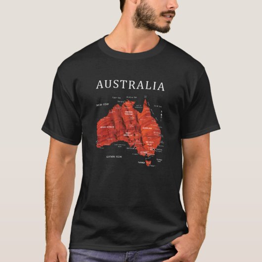 T-SHIRT CARTE DÉTAILLÉE AUSTRALIE (Devant)