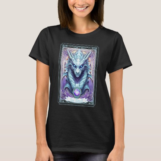 T-shirt Carte Devil Tarot Halloween Dragon Pastel Goth Wit (Devant)