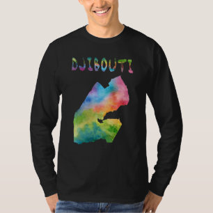 T-shirt Carte Djibouti isolée et colorée en couleur d'aqua