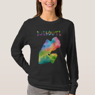 T-shirt Carte Djibouti isolée et colorée en couleur d'aqua