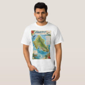 T-shirt Carte d'Oahu à Hawaï (Devant entier)