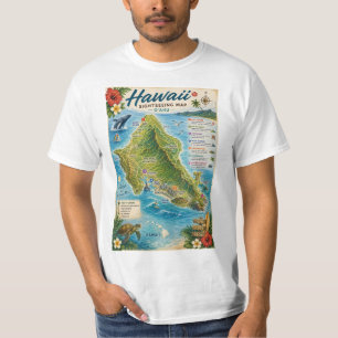 T-shirt Carte d'Oahu à Hawaï