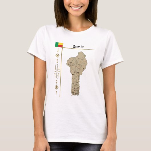 T-Shirt carte + drapeau + titre du Bénin (Devant)